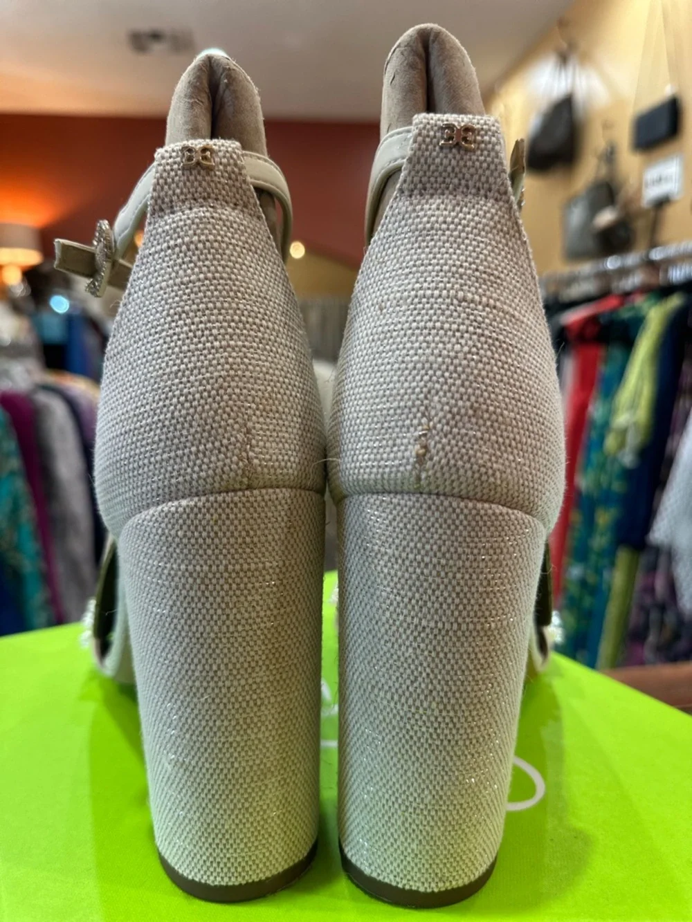 Sam Edelman Ivory Pearl Beaded Ankle-Strap Heels NWT size 9 or 10 - Picture 5 of 7